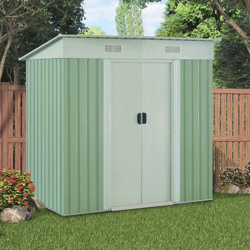 Setemi 4X6 Ft Outdoor Galvanized Steel Tool Storage Shed 